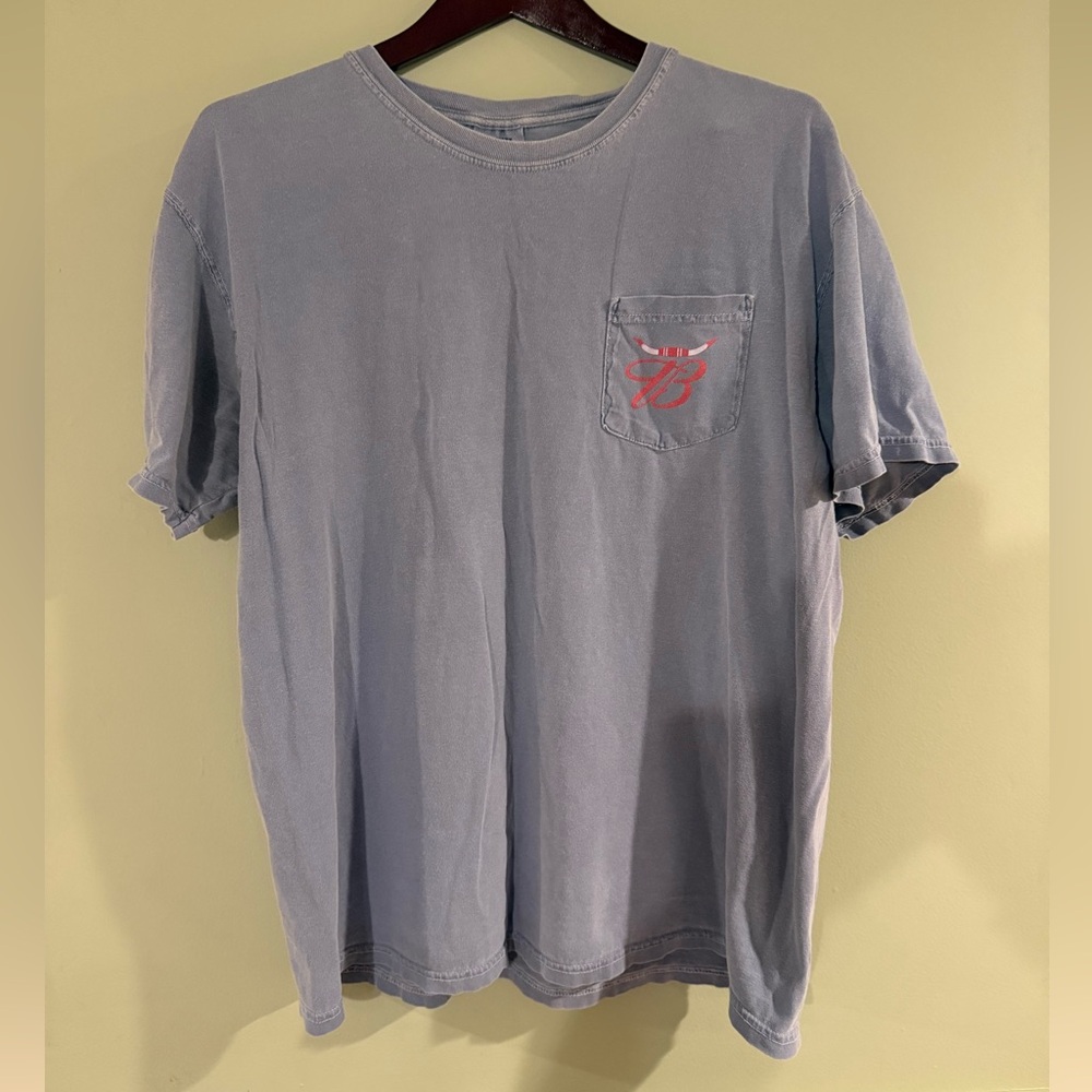 Bussin’ With The Boys Barstool Sports Pocket Tee – Washed Blue Graphic Shirt